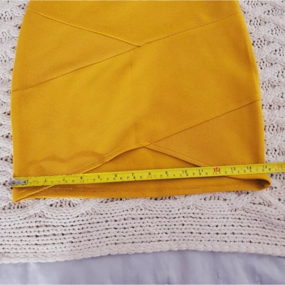 Mustard Knit Ribbed Hi-low Mini Skirt- S- NWOT - Picture 9 of 12